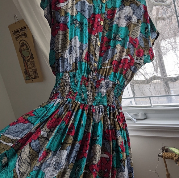 authentic vintage 80s Gianni Versace Floral Dress - Picture 8 of 11